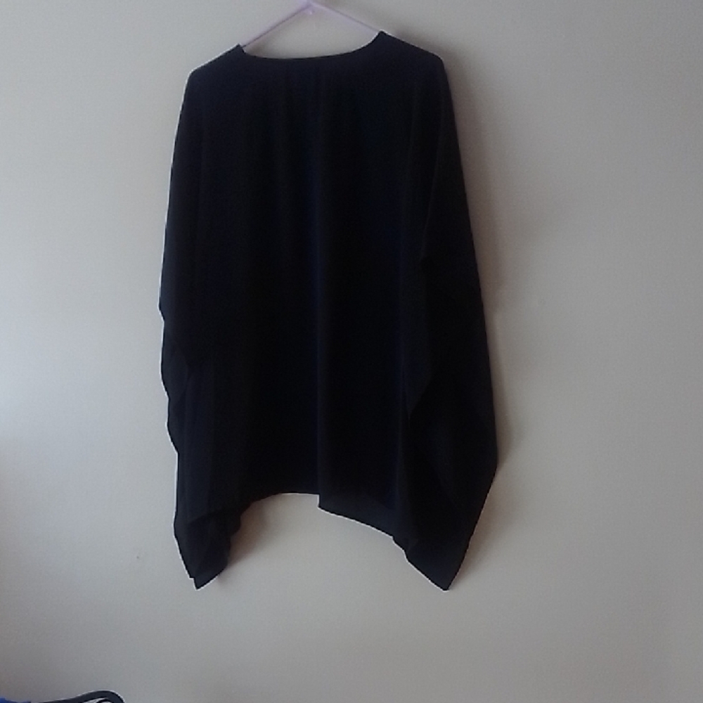 Michael Michael Kors Black Faux Poncho with Ring Detail, Sz  S / M - Picture 5 of 5